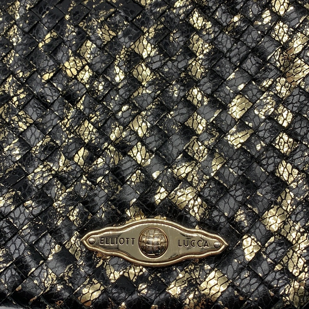 Elliott Lucca Black and Gold Leather Woven Crossbody Bag - Picture 4 of 8